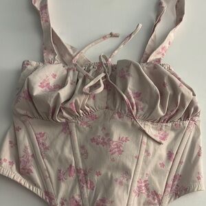 Floral Pink and Cream Corset Top